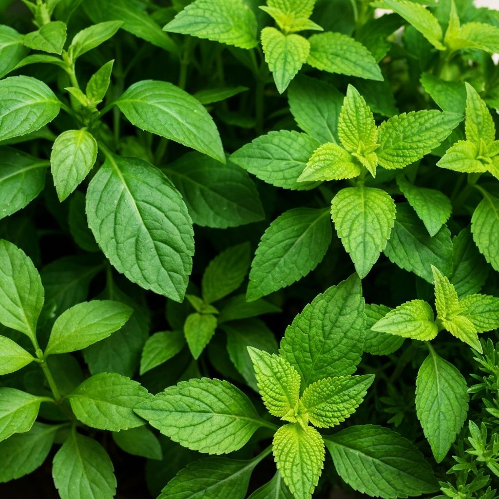 Fresh green herbs and leaves